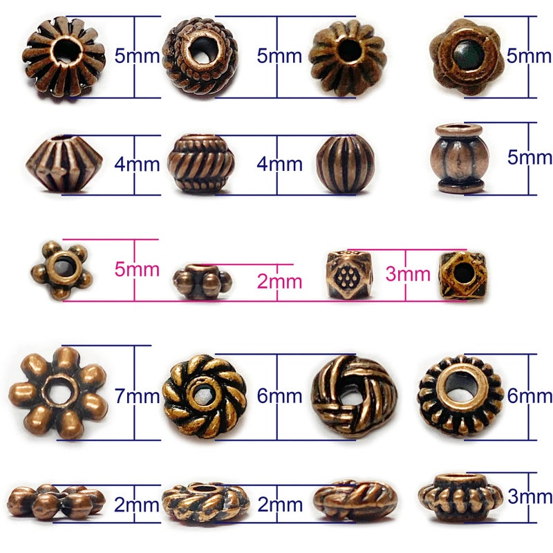 Heather's CF Antique Copper Beads for Jewelry Making - Spacer & Assortments for Bracelet, Necklace, Earring - Craft Supplies, Findings, Small Seed Beads - Jewelry Set 500Pcs - Image 2